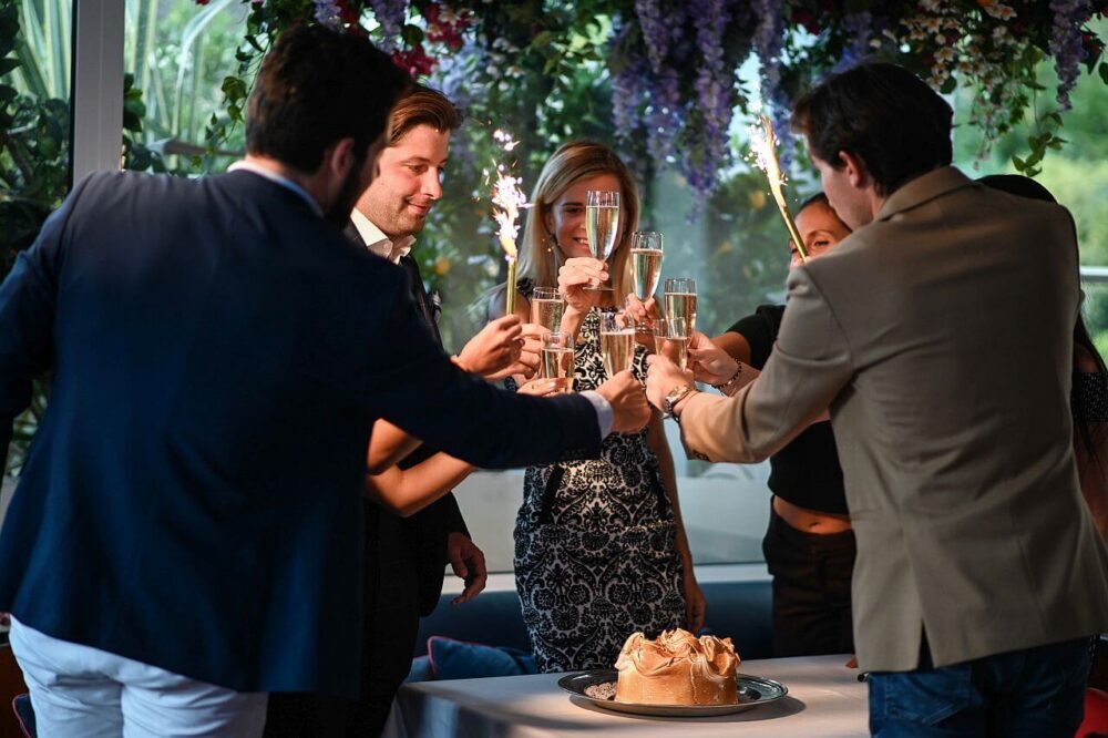 Friends toasting with champagne